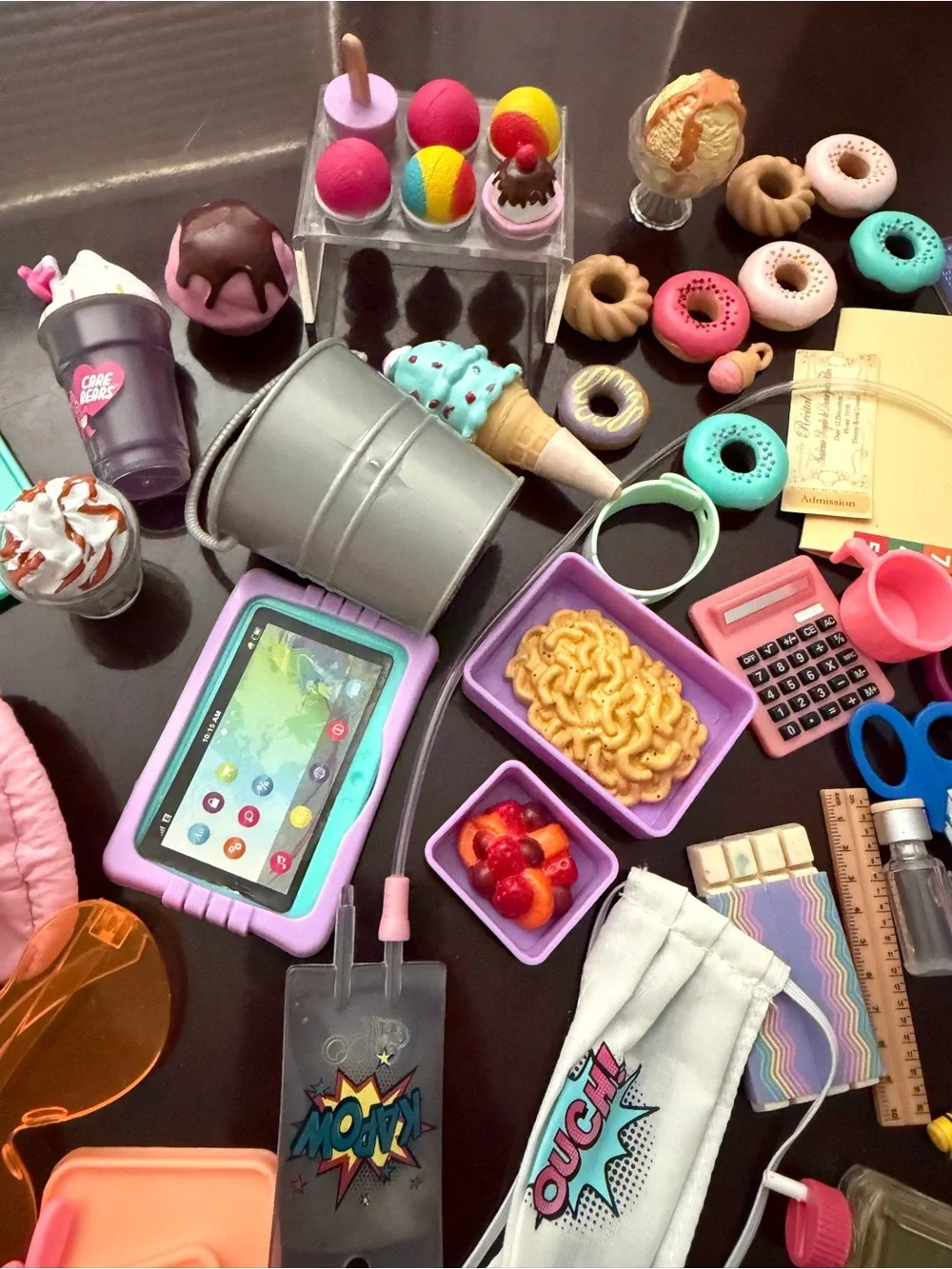Our generation sets: food, doctor office, school, and some other accessories